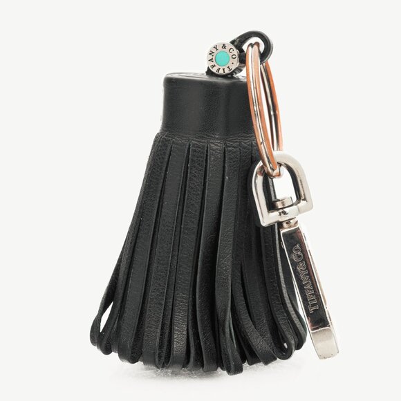 Tiffany & Co. Black Leather Fringe Tassel Keychain - Picture 1 of 4